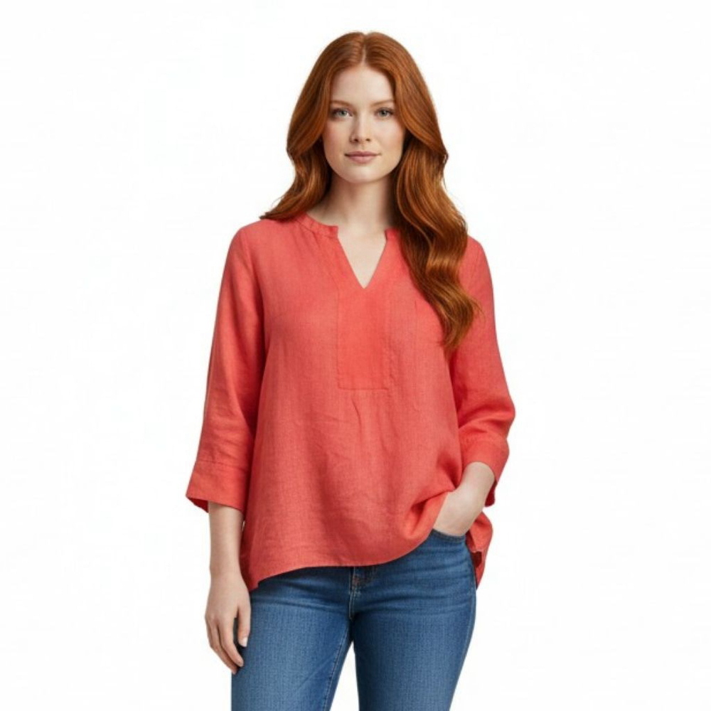 Gerard Darel Coral Red Silk Tunic Top - Size 8